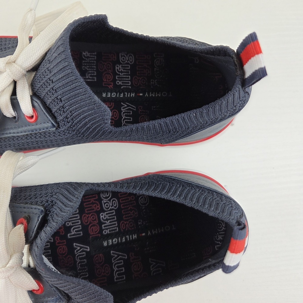 Tommy Hilfiger Gessie Stretch Knit Sneakers Casual Lace Up Navy Blue Womens Sz 7 - Picture 11 of 12